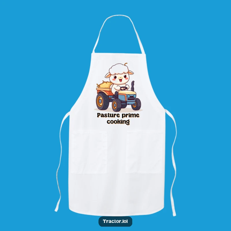 Funny Kawaii Sheep Tractor Apron: Farm Kitchen Charm Gift
