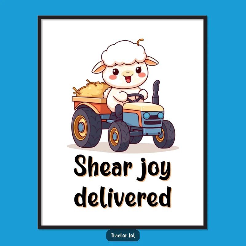 Funny Kawaii Sheep Tractor Digital Art: Instant Farm Cheer Download Gift