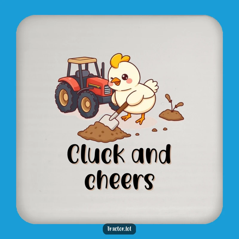 Set of Funny Kawaii Chicken Tractor Coasters, Humorous Protection for Your Tables