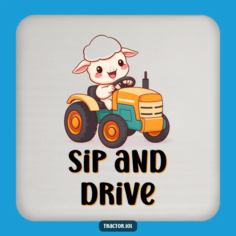 Funny Kawaii Sheep Coaster, Tiny Tractor Fun, Stylish Funny Gift