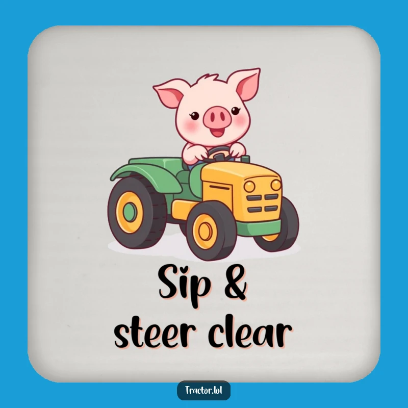 Funny Kawaii Pig Tractor Coaster: Protect Surfaces With Farm Charm Gift