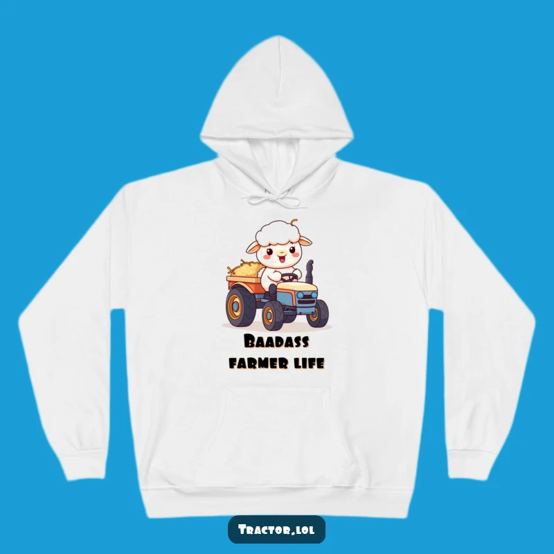 Cozy Funny Kawaii Sheep Tractor Hoodie: Farm Comfort & Hay Gift
