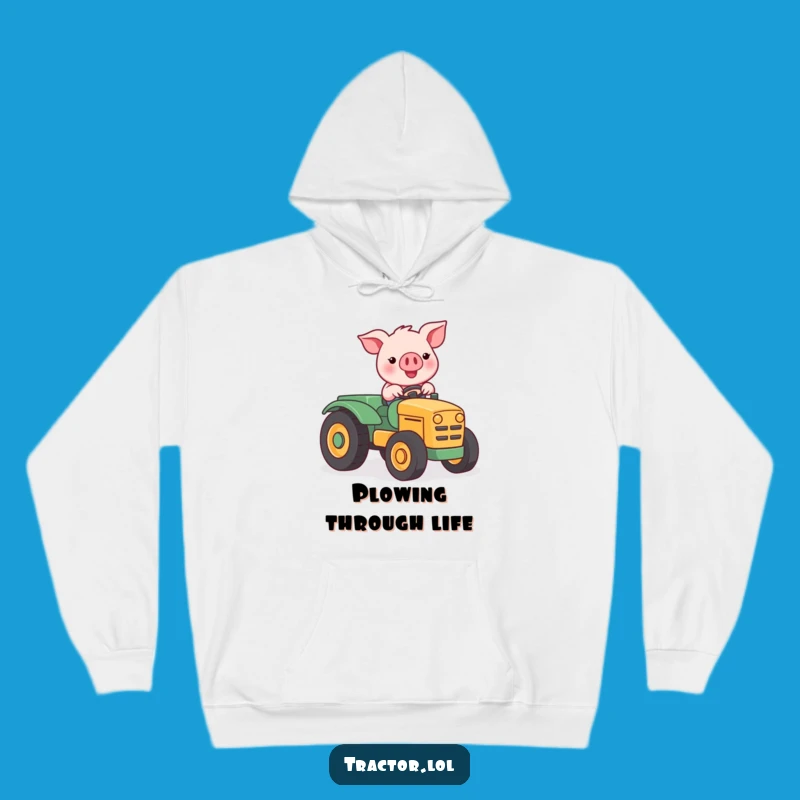 Cozy Funny Kawaii Pig Tractor Hoodie: Farm Life Comfort Gift
