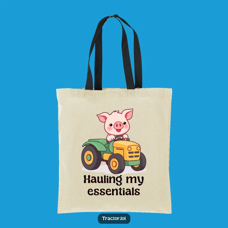 Funny Kawaii Pig Tractor Tote Bag: Carry Farm Fun Anywhere Gift