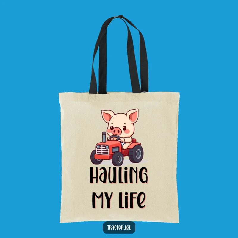 Chic Funny Kawaii Pig Tractor Tote Bag, Stylish and Humorous Farmer's Market Essential